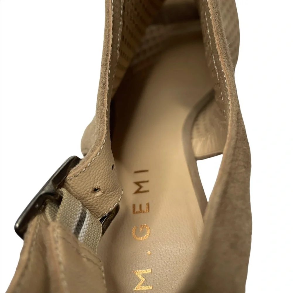 M. Gemi | The Vivo Tan Suede Peep Toe Wedge 39